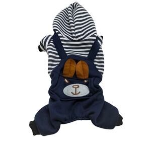 Cute Cartoon bear dog Jumpsuit Small puppies White/Blue